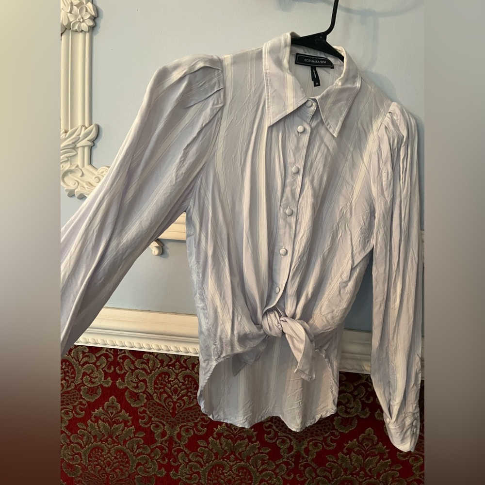 BCBGMaxAzria Light Blue Stripe Button-Down Shirt